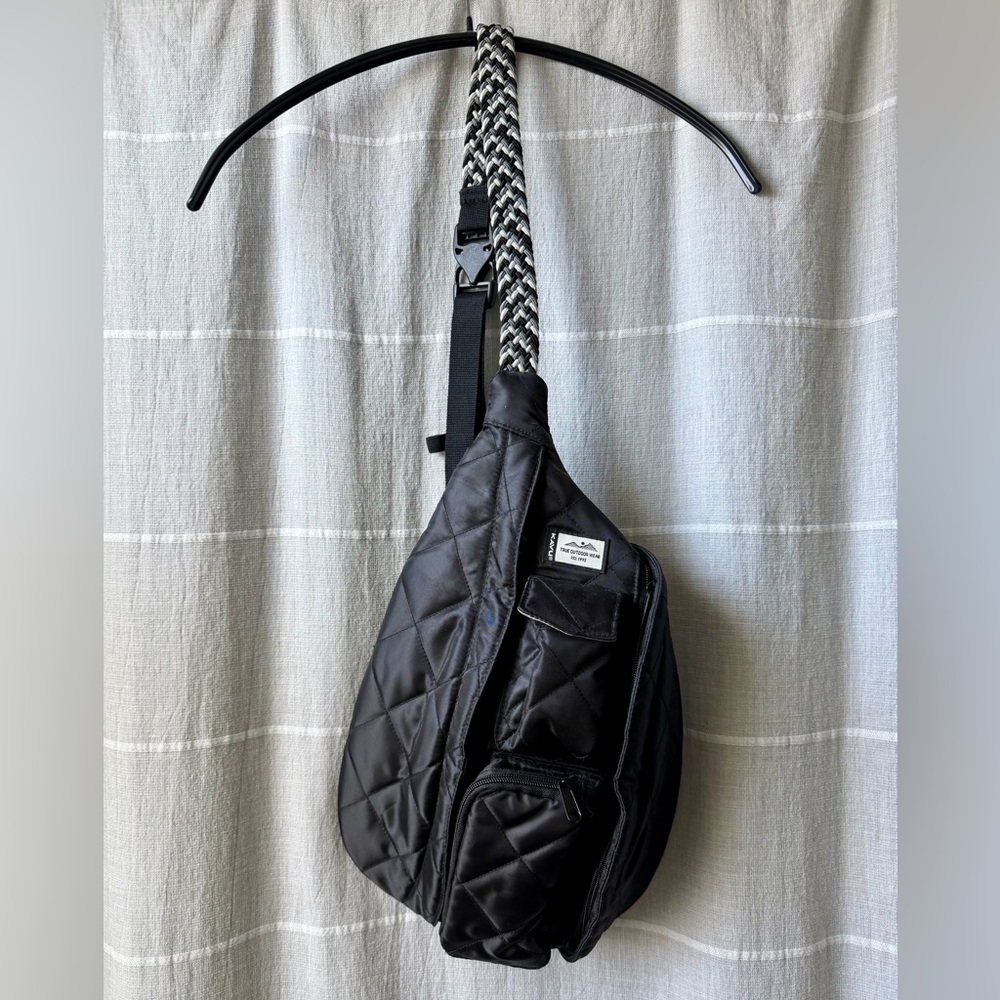 Kavu Black Quilted Sling Bag